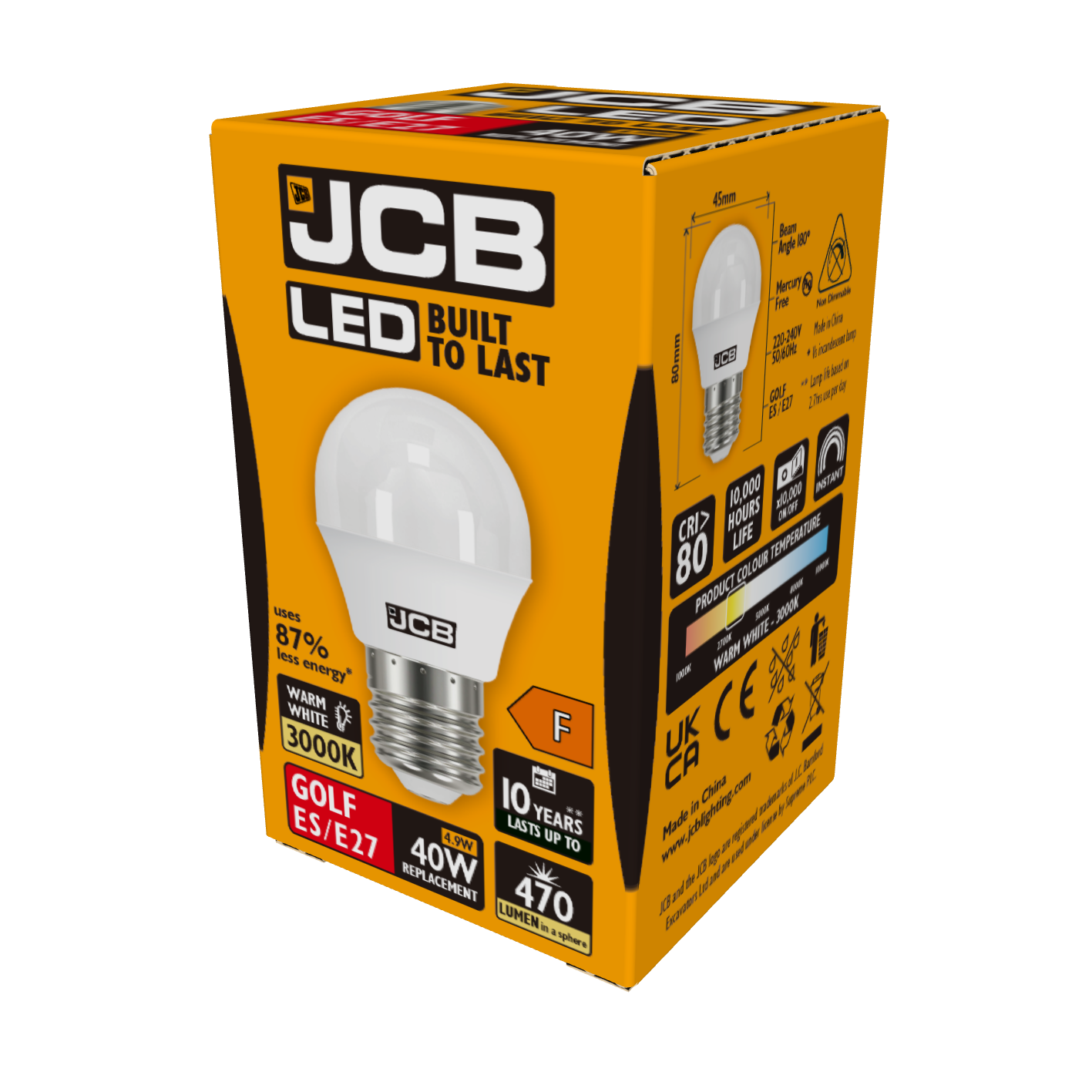 JCB LED Golf E27 (ES) 470lm 4,9W 3.000K (Blanco Cálido), Caja de 1