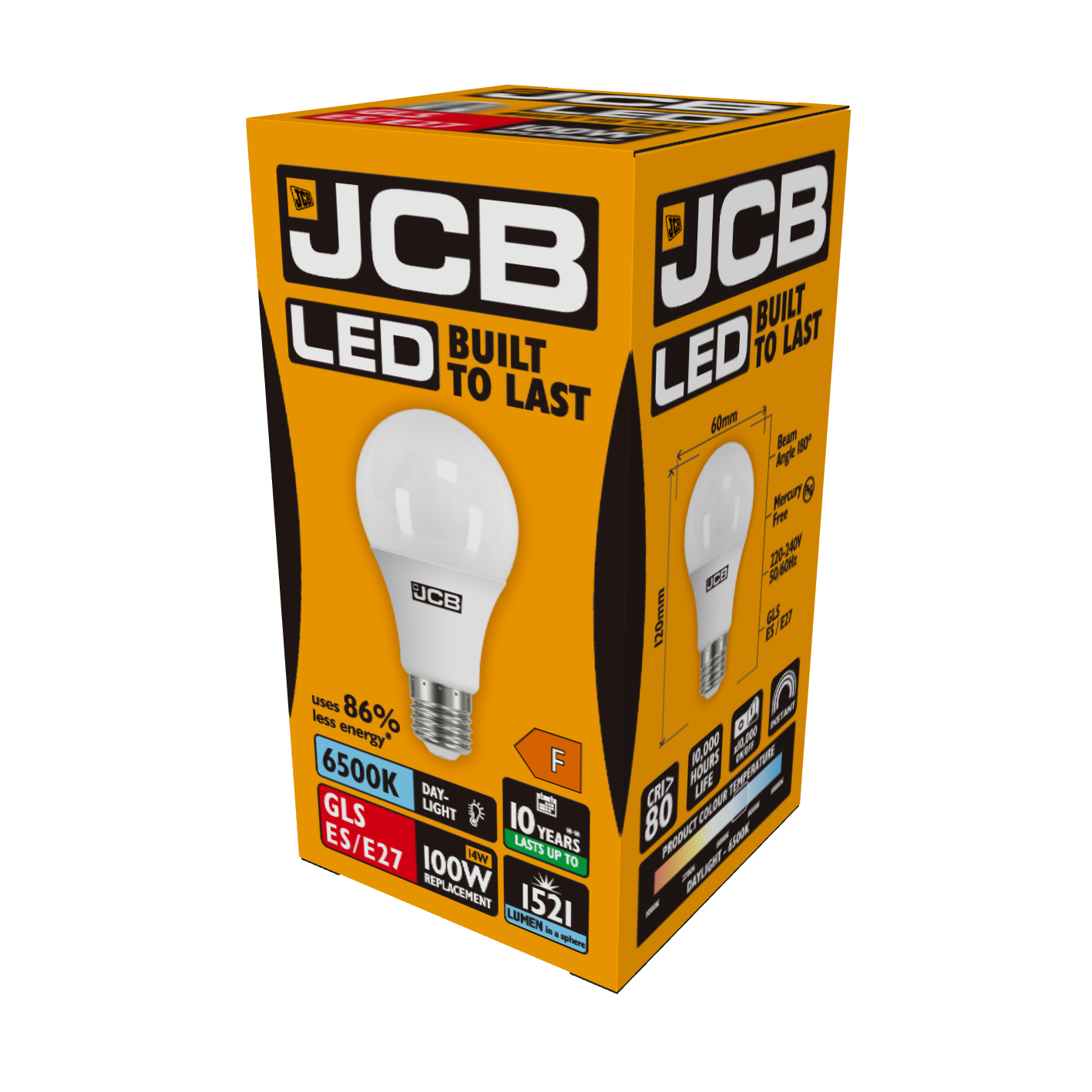 JCB LED GLS E27 (ES) 1.521 lm 14 W 6.500 K (Tageslicht), Packung mit 1 Stück