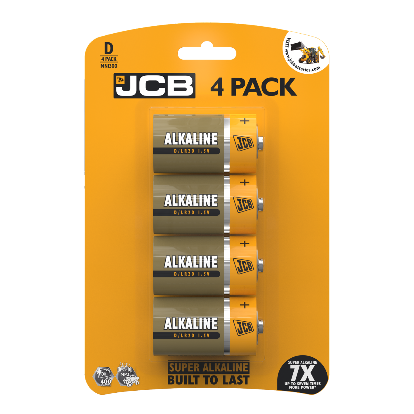 JCB D Größe Super Alkaline, 4er-Pack