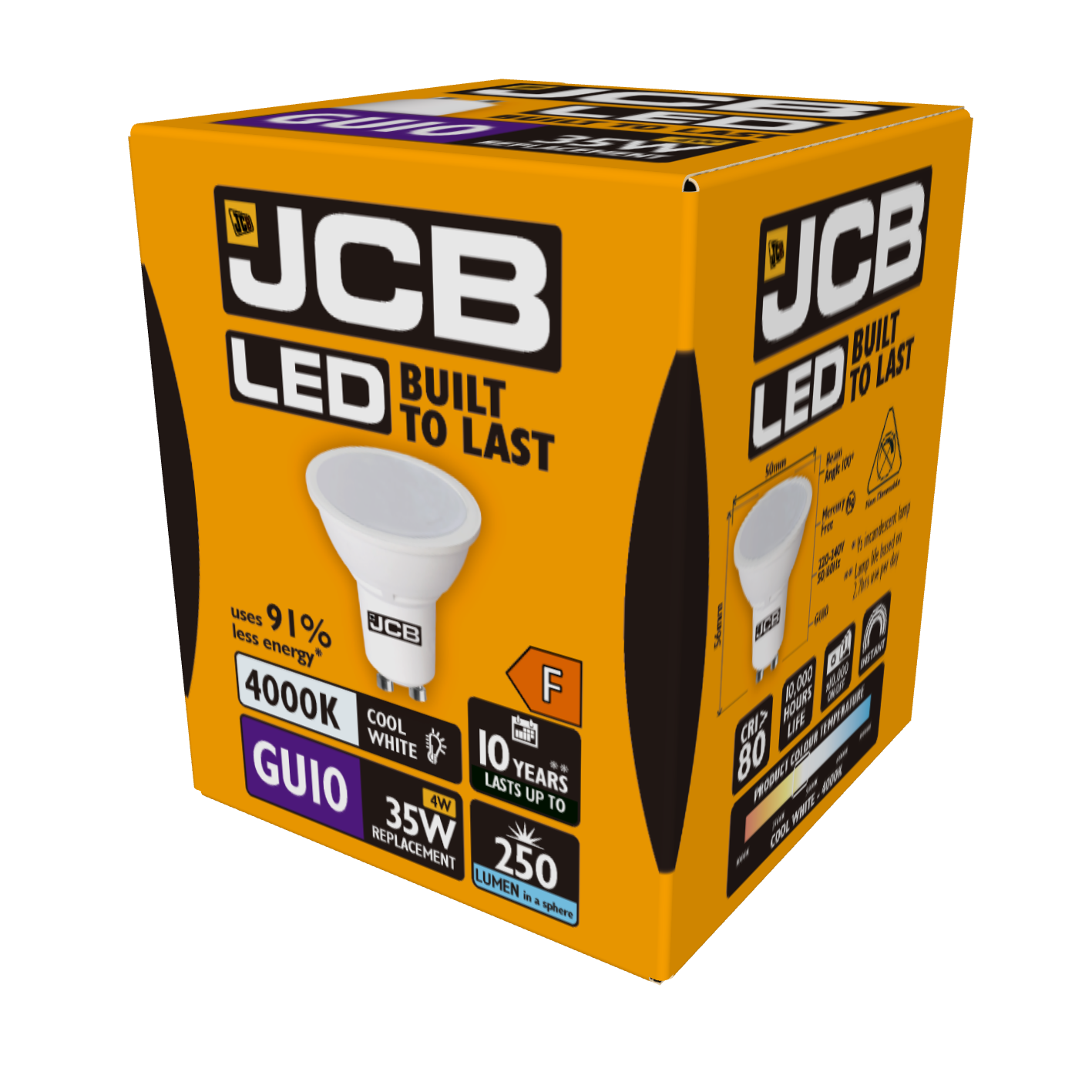 JCB LED GU10 230lm 3W 4,000K (Cool White), Box of 1