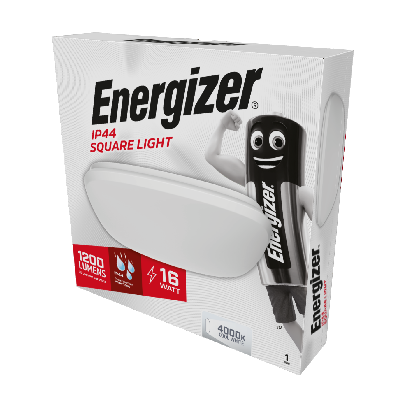 Energizer LED IP44 Quadratisches Licht – 16 W – 1.200 Lumen – 4.000 K (kaltweiß)