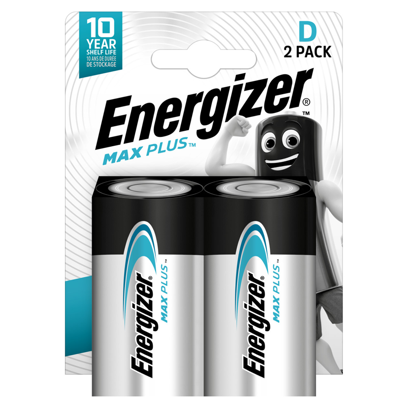 Energizer® D Size Max Plus alcalino, paquete de 2