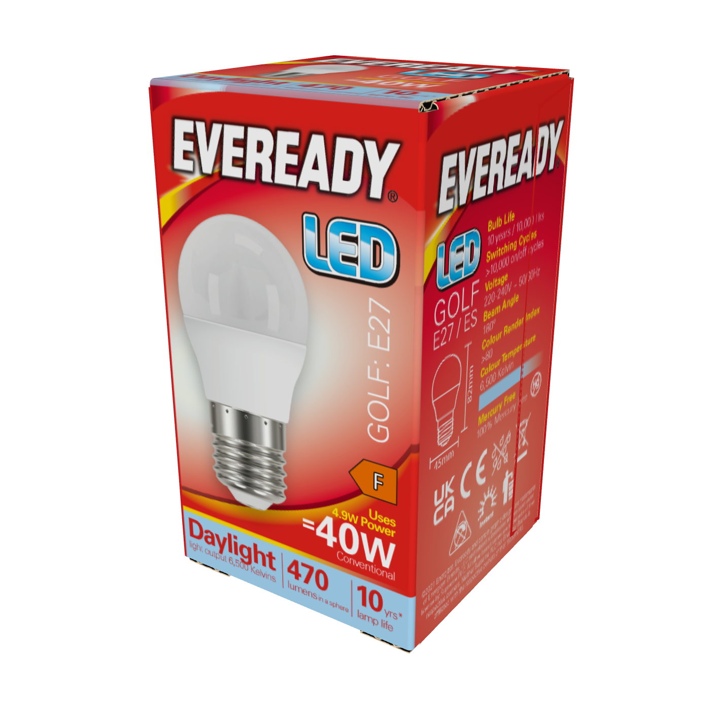 Eveready LED Golf E27 (ES) 470lm 4.9W 6,500K (Daylight), Box of 1