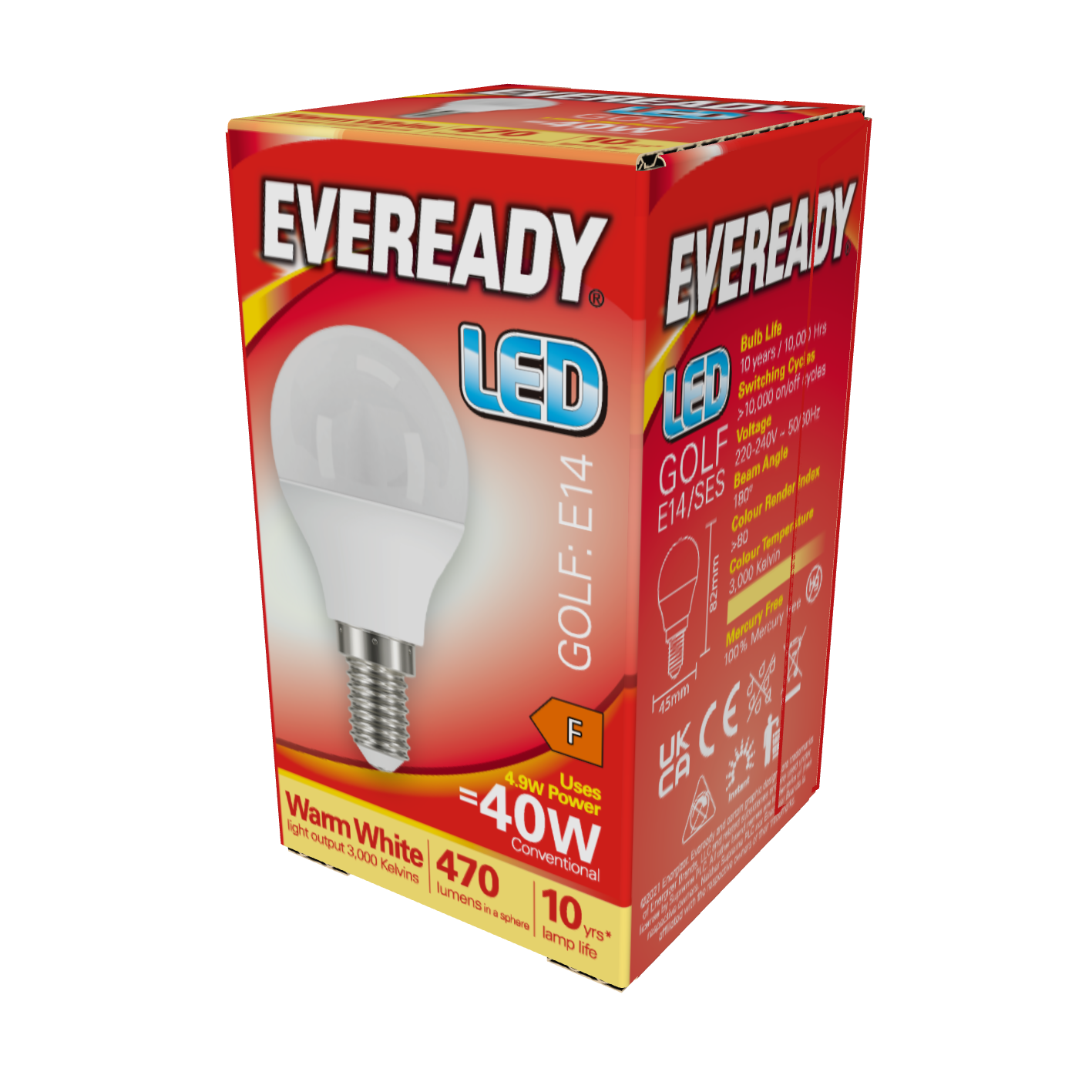 Eveready LED Golf E14 (SES) 470lm 4.9W 3,000K (Warm White), Box of 1