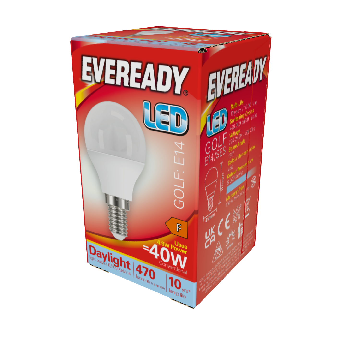 Eveready LED Golf E14 (SES) 470lm 4.9W 6,500K (Daylight), Box of 1