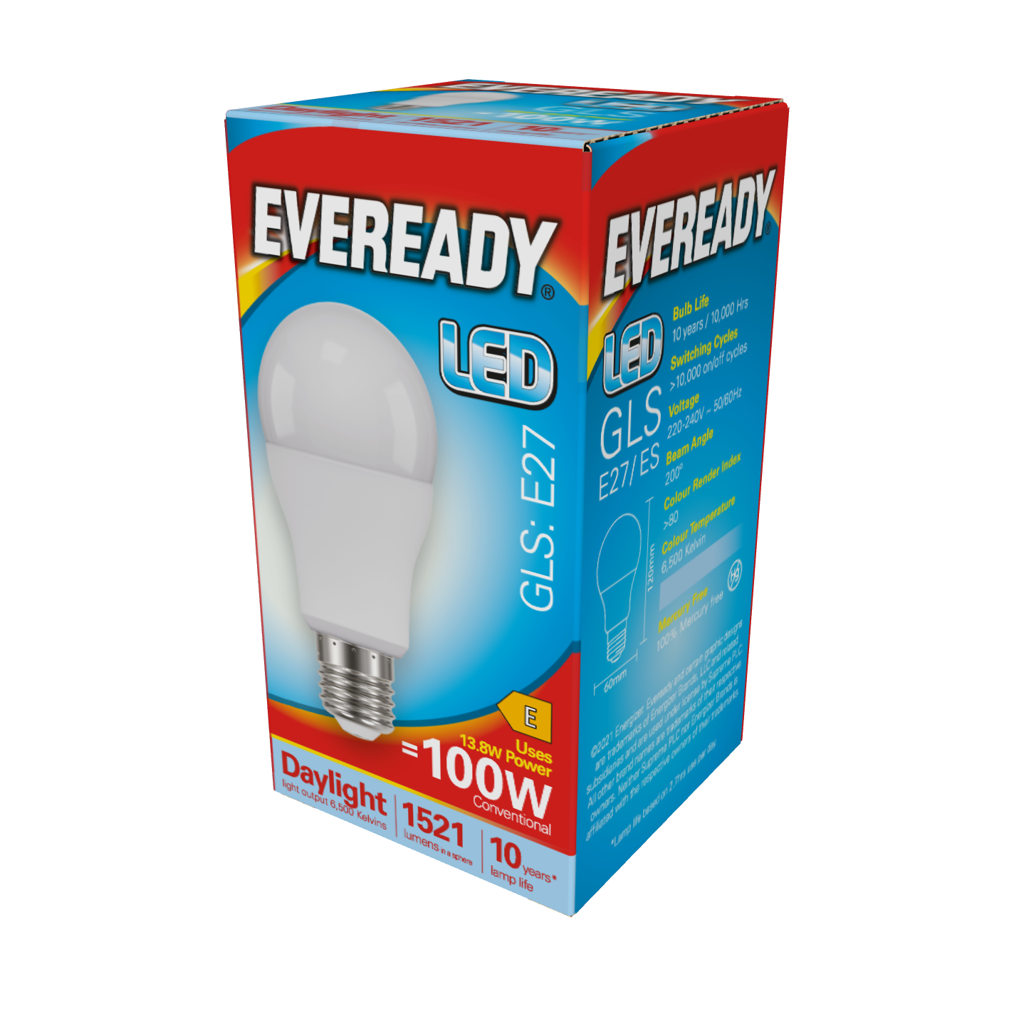 Eveready LED GLS E27 (ES) 1,521lm 13.8W 6,500K (Daylight), Box of 1