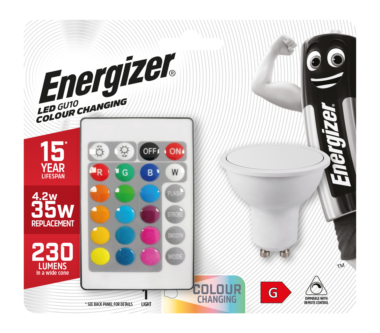 Energizer LED GU10 230lm 4.2W - RGB+W Con Mando a Distancia