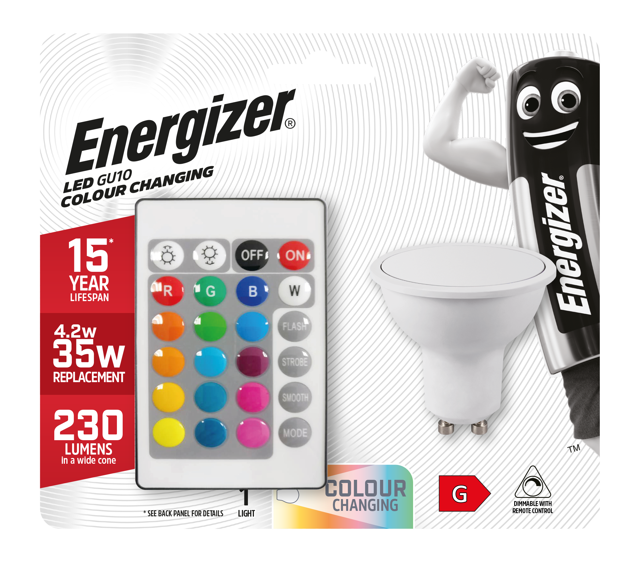 Energizer LED GU10 230lm 4.2W - RGB+W Con Mando a Distancia