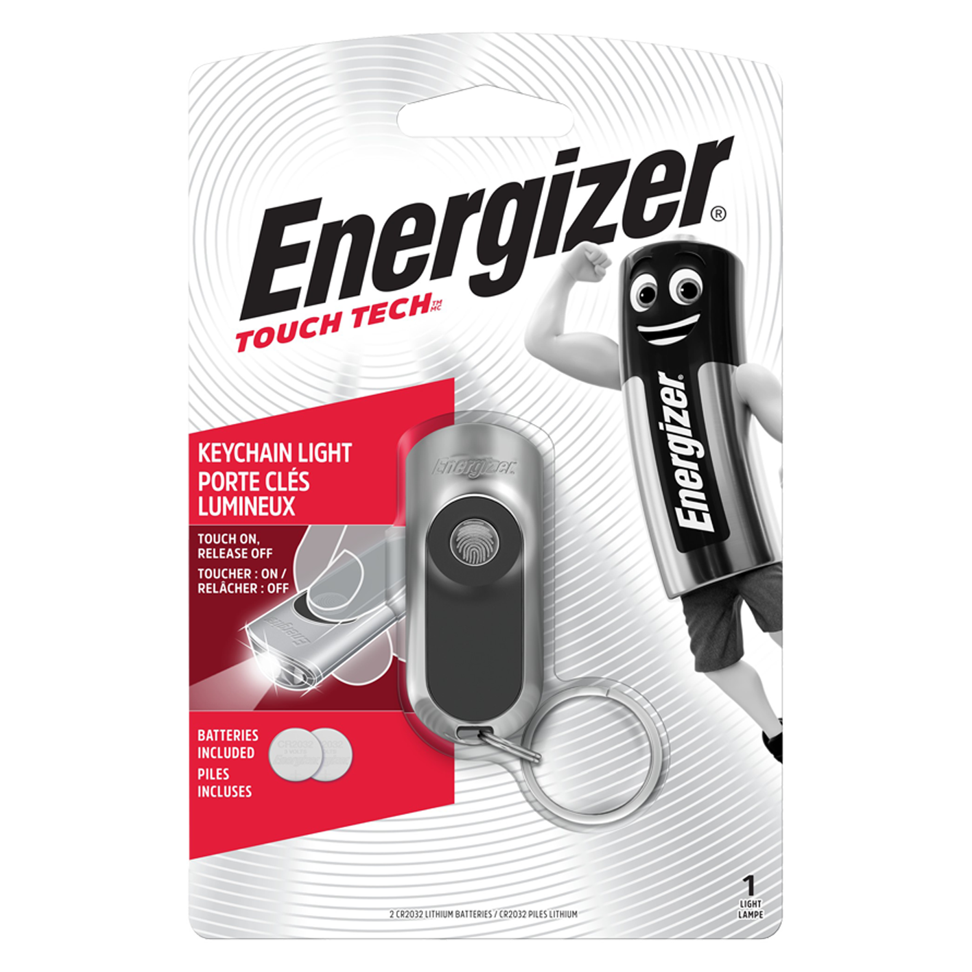 Energizer LED Schlüsselanhänger Touch Tech Taschenlampe mit 2 x CR2032 Batterien