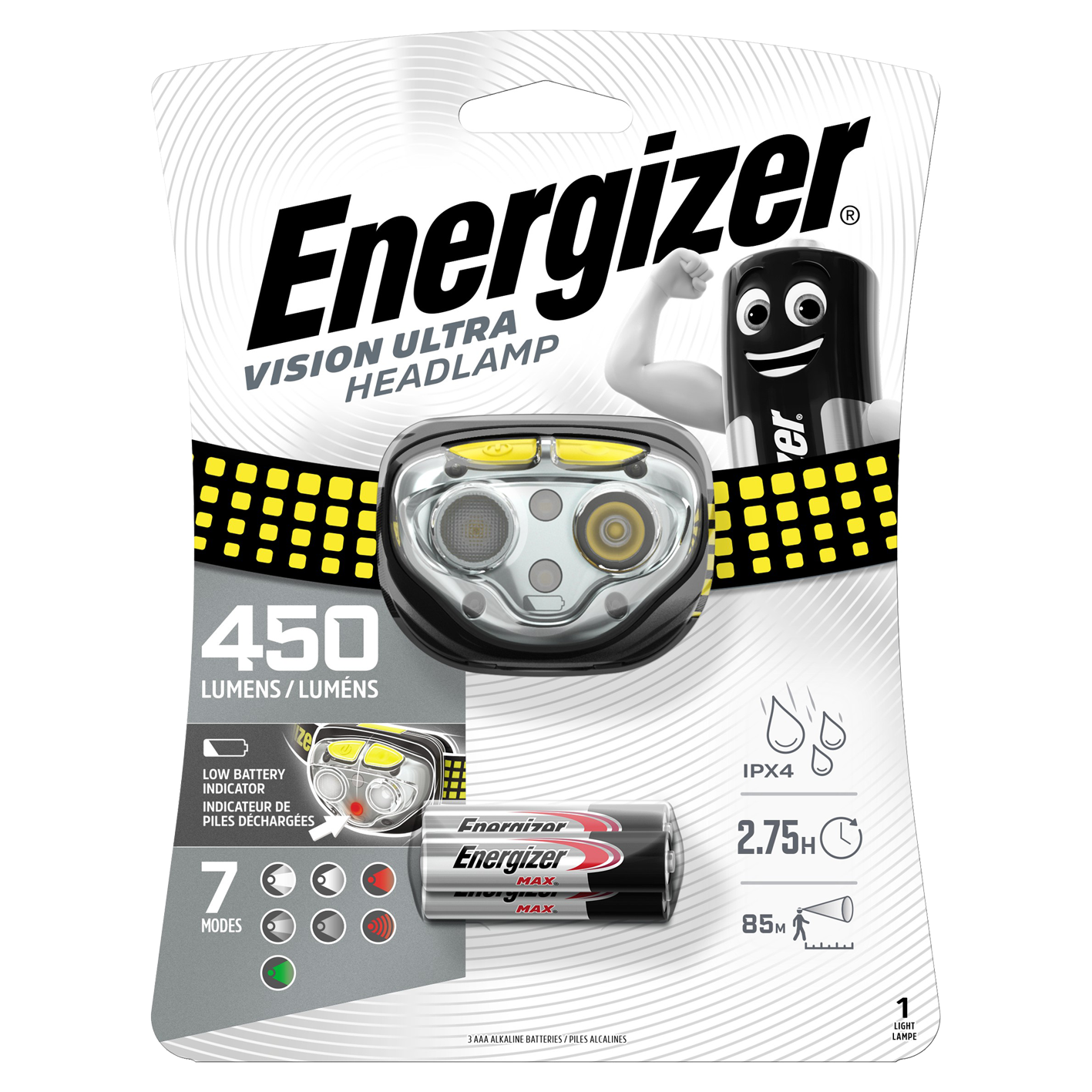 Energizer LED Vision Ultra HD 450 Lumen Scheinwerfer mit 3 x AAA-Batterien