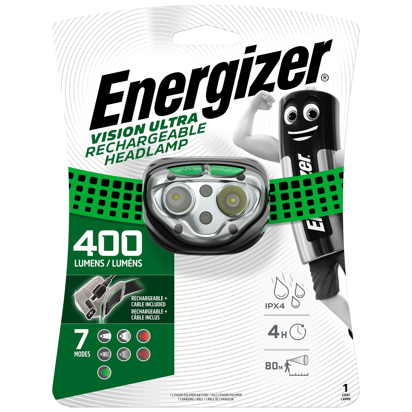 Linterna frontal Energizer LED Vision ultra recargable - 400 lúmenes