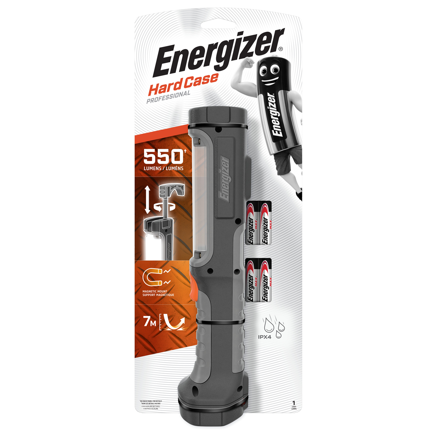 Luz de trabajo Energizer Hardcase Pro de 550 lúmenes con 4 pilas AA