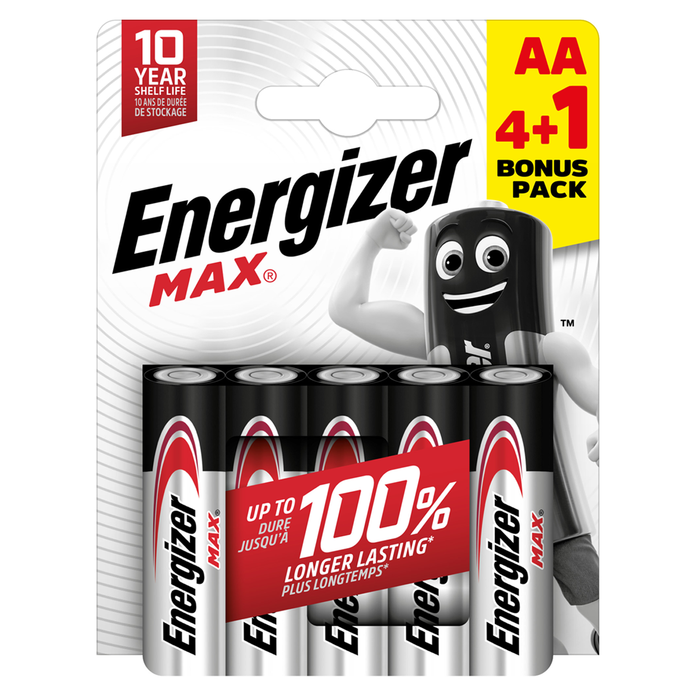 Energizer AA Max Alcalino, paquete de 4+1