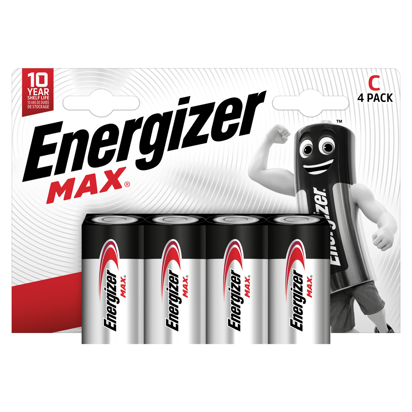 Energizer C Size Max Alcalino, paquete de 4