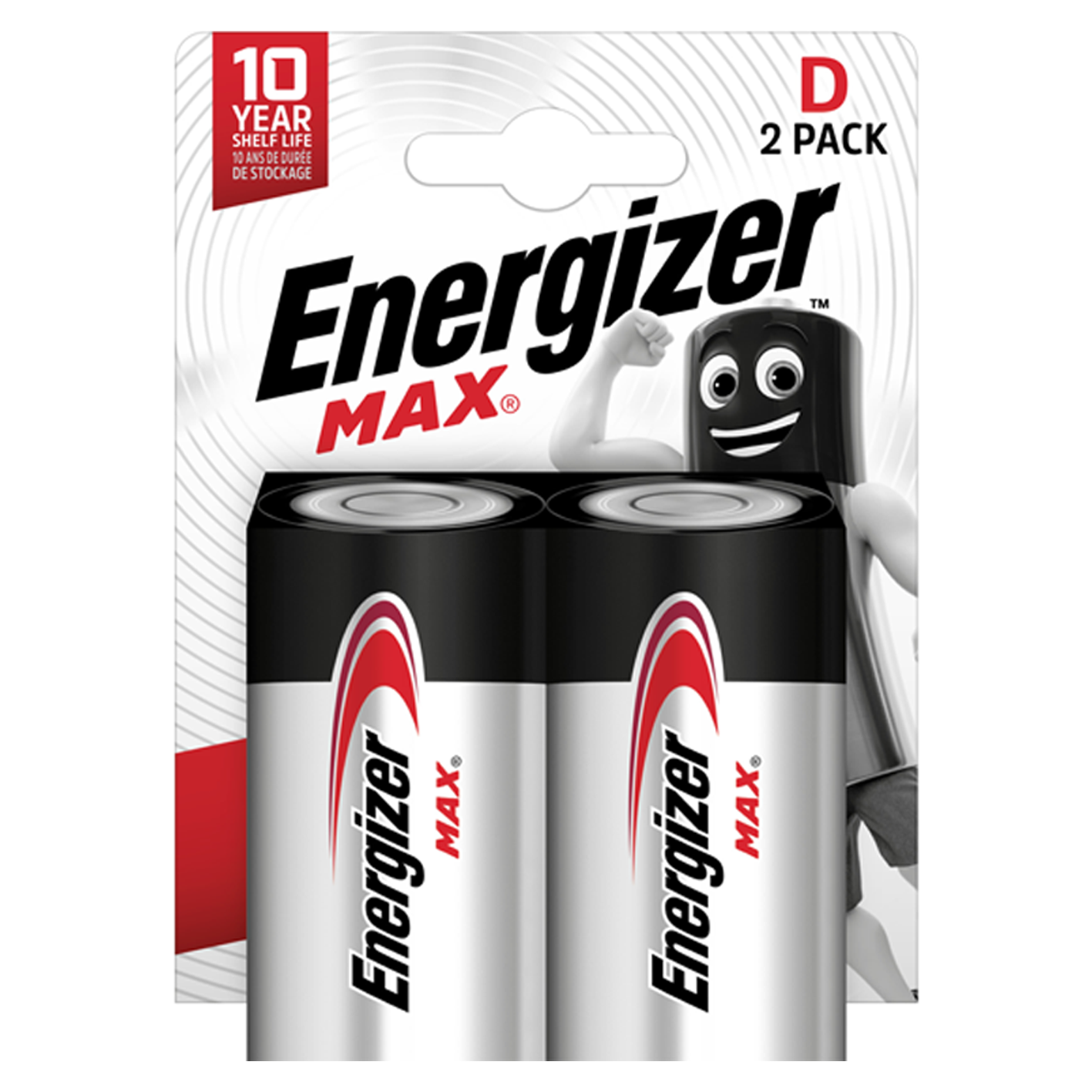 Energizer D Size Max Alcalino, paquete de 2