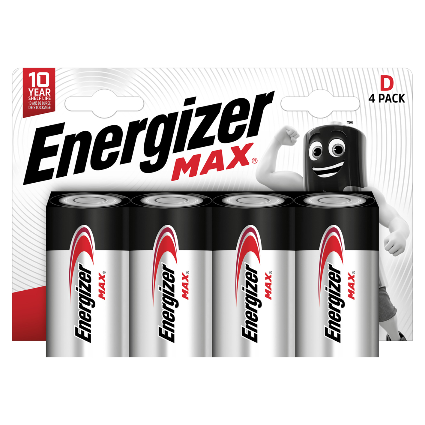 Energizer D Size Max Alcalino, paquete de 4