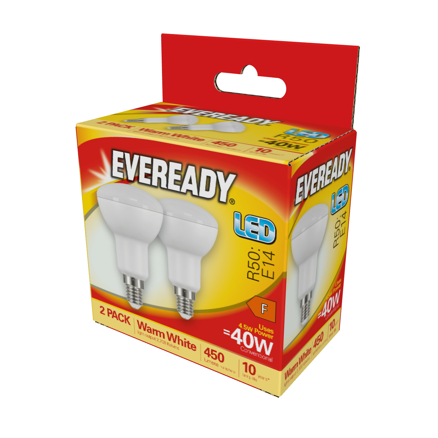 Eveready LED R50 Reflektor E14 (SES), 450 lm, 4,5 W, 3.000 K (Warmweiß), 2er-Box