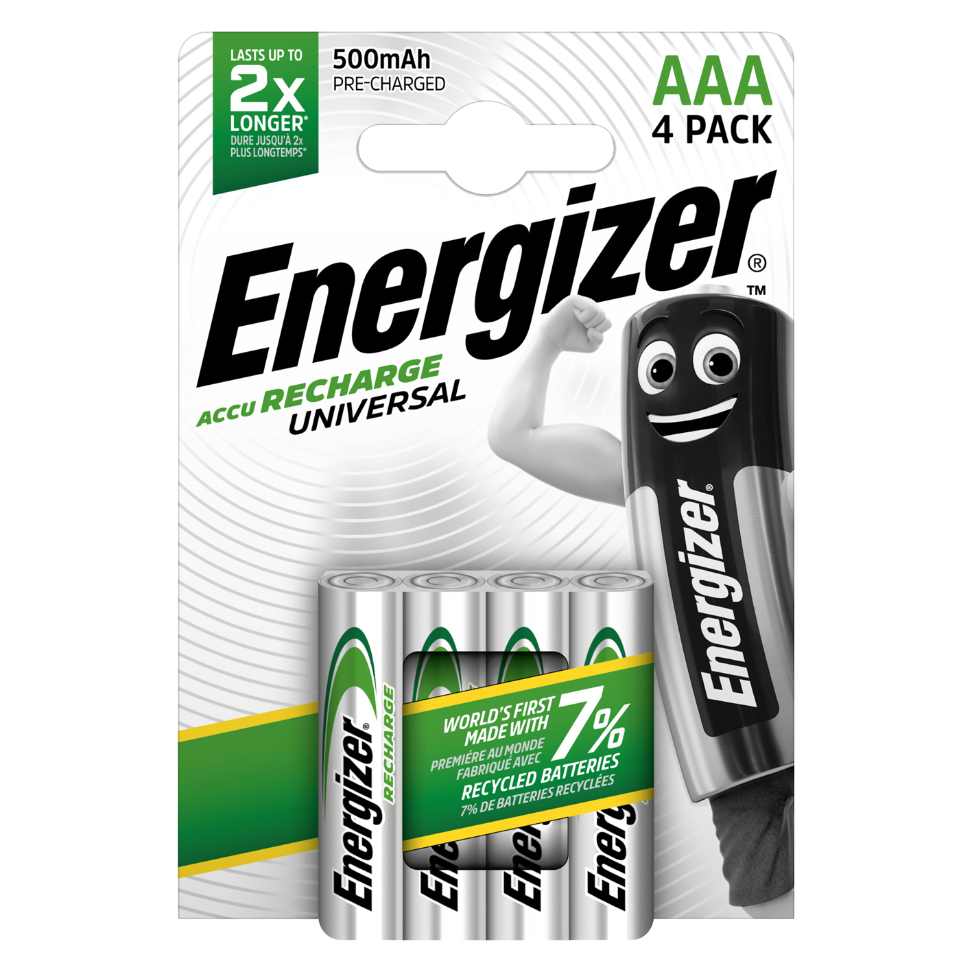 Energizer AAA 500mAh Recarga Universal, Paquete de 4