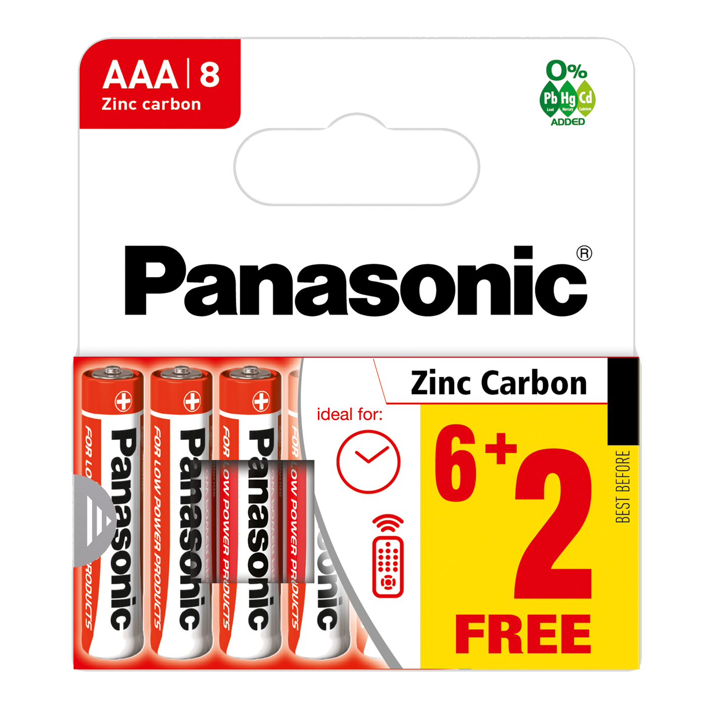 Panasonic AAA Zinc Carbon, Pack of 6+2