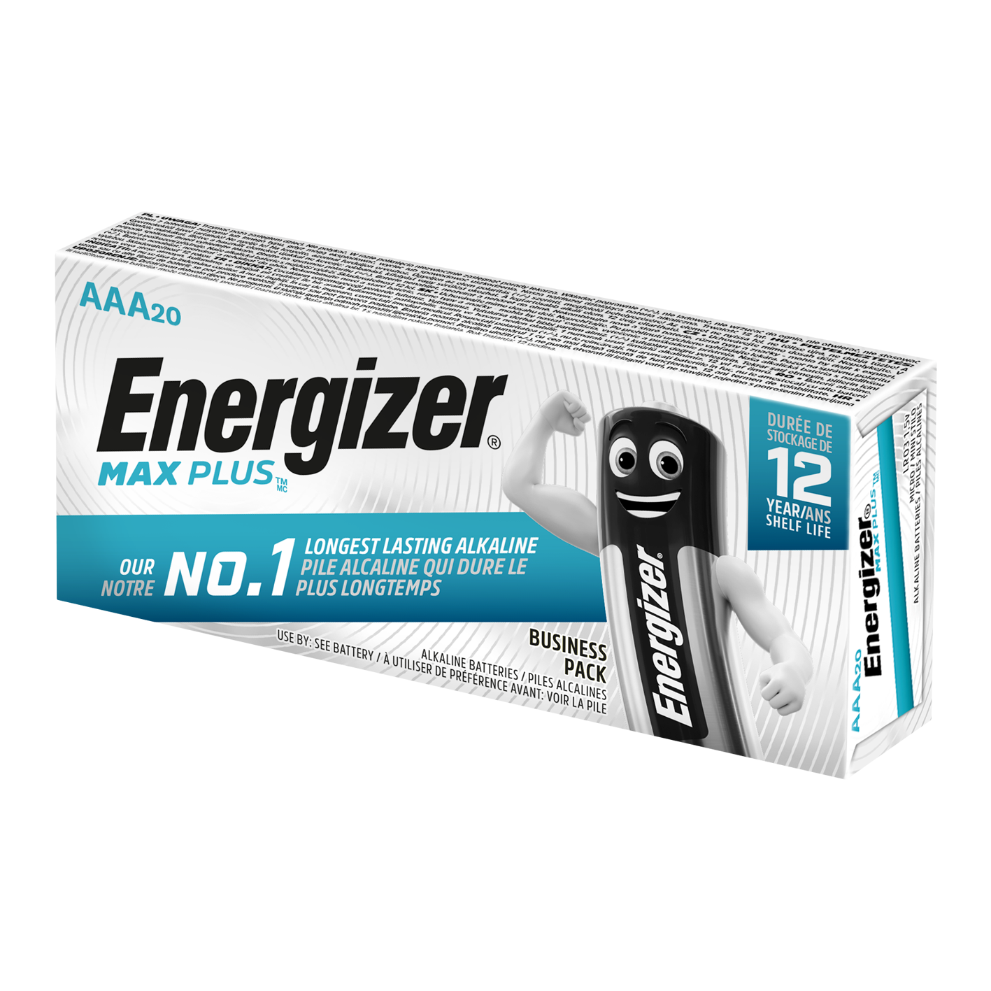 Energizer® AAA Max Plus Alcalino, paquete de 20 - Paquete empresarial