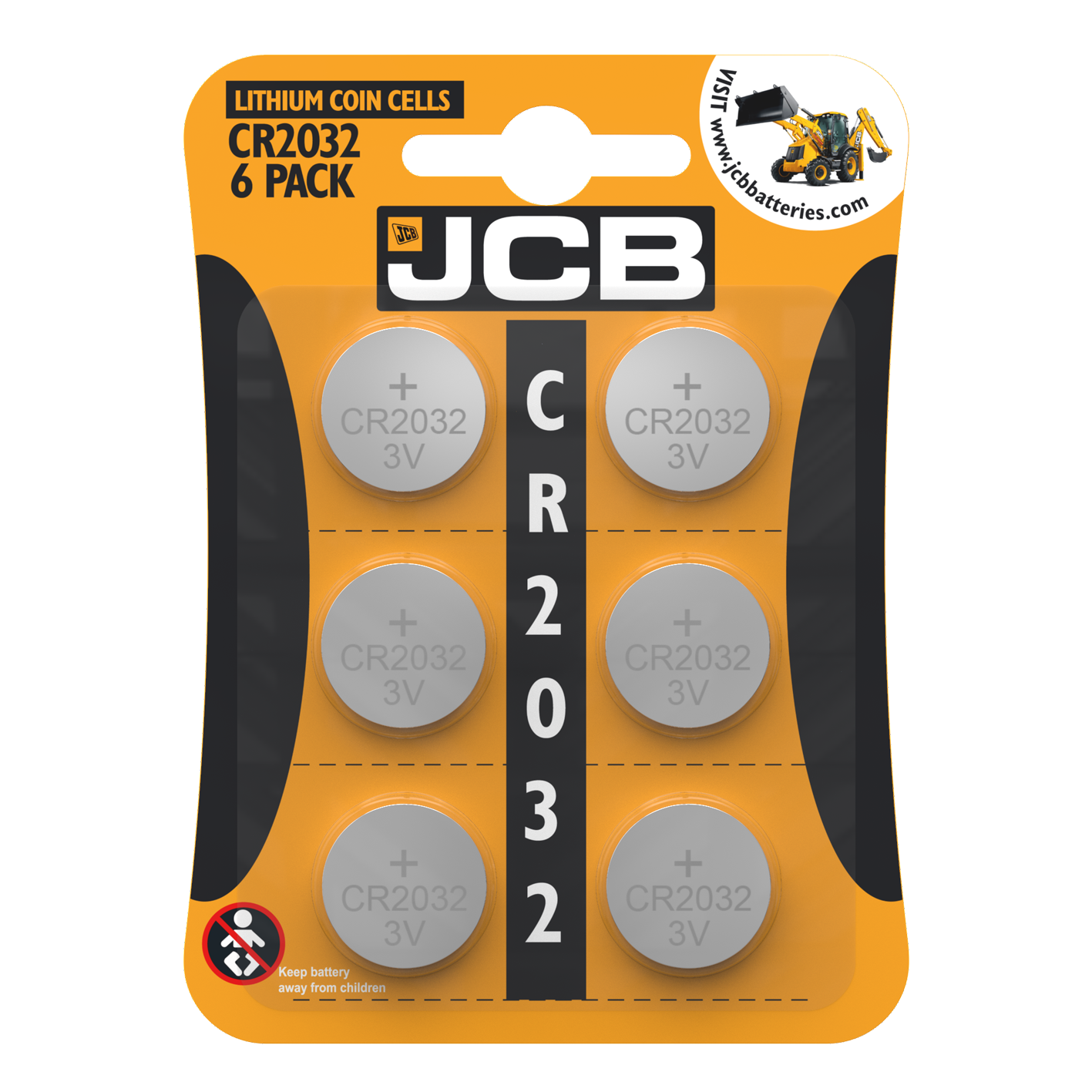 JCB CR2032 Lithium Coin Cell, Pack of 6
