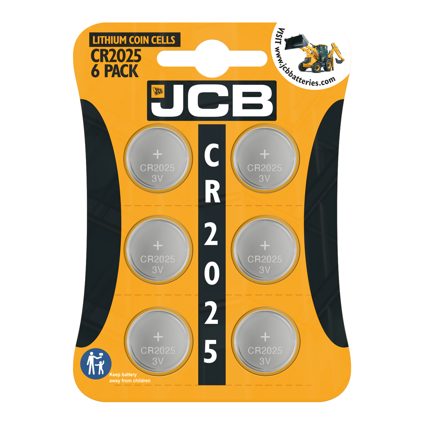 JCB CR2025 Pila de botón de litio, paquete de 6