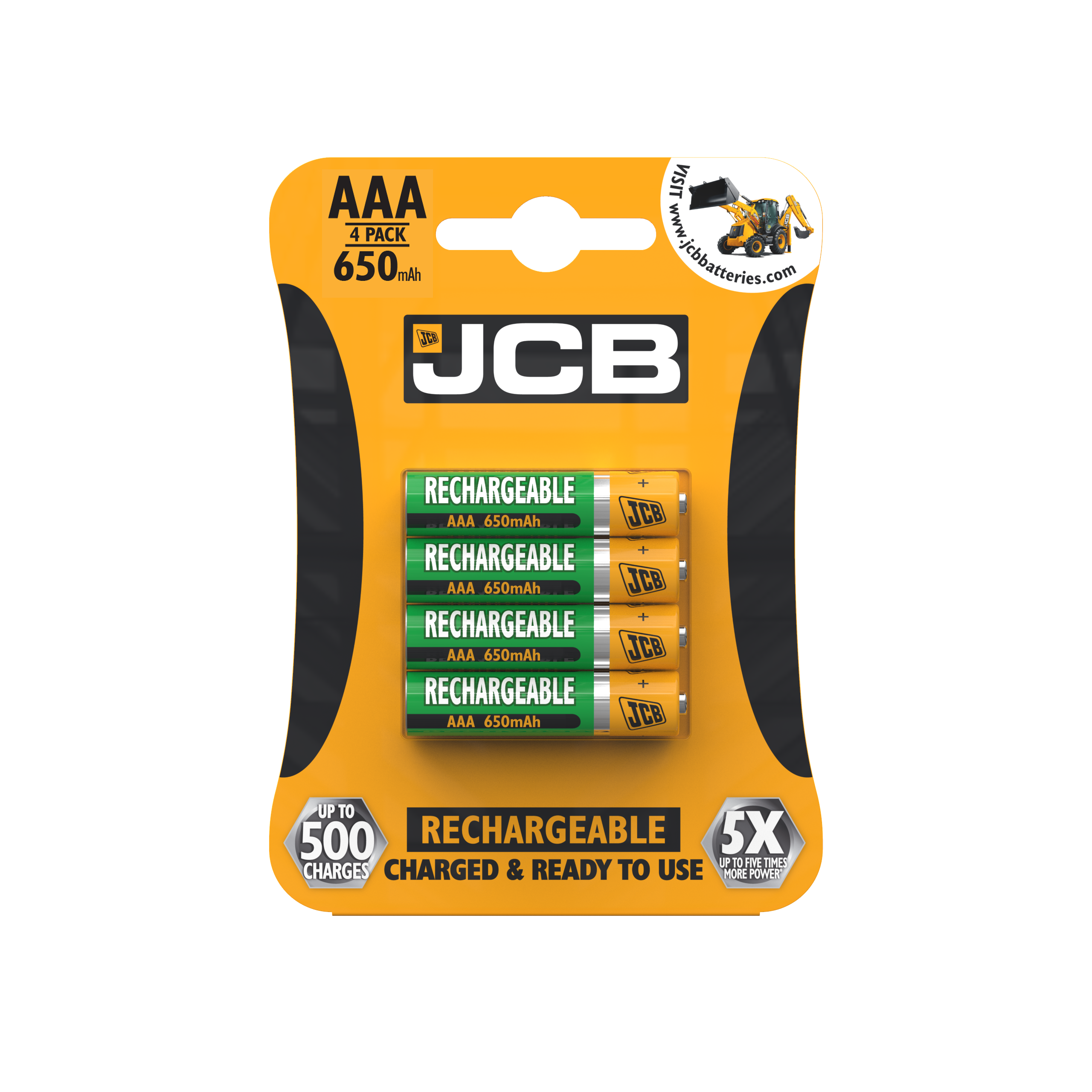 JCB AAA 650 mAh recargable, paquete de 4