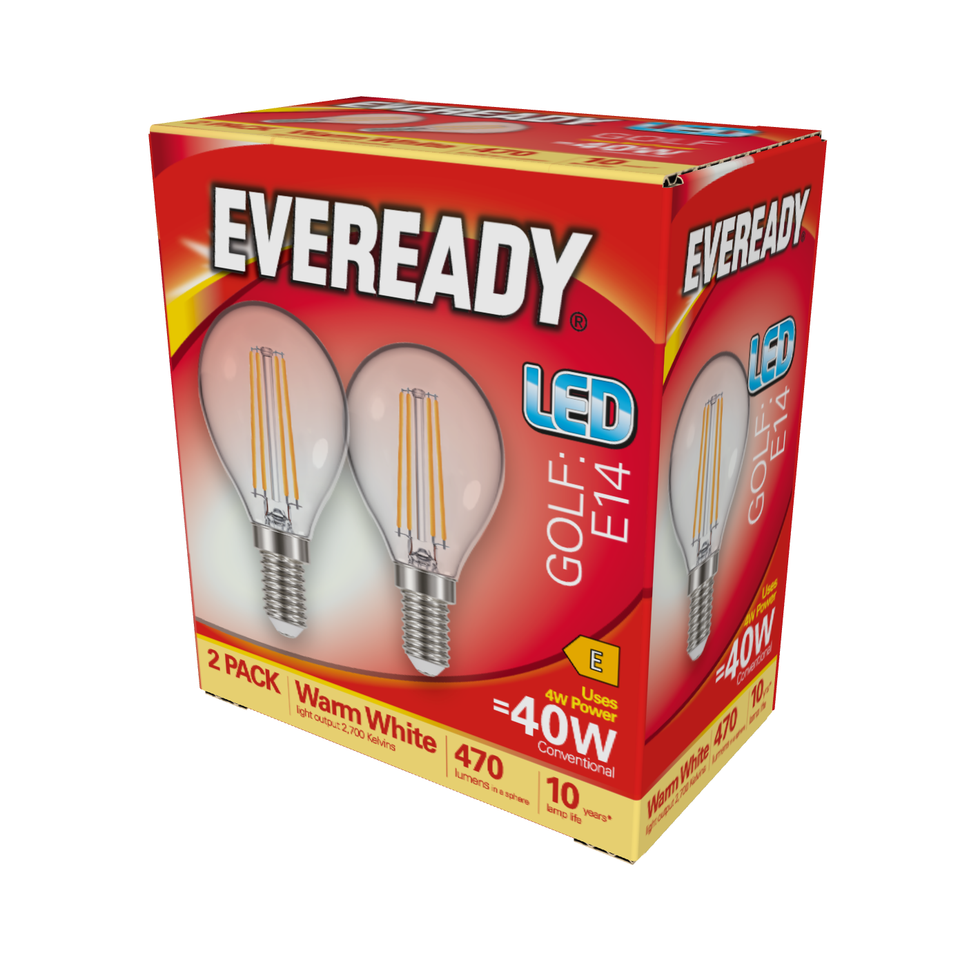 Eveready LED-Filament Golf E14 (SES) 470lm 4W 2.700K (Warmweiß) 2er-Box