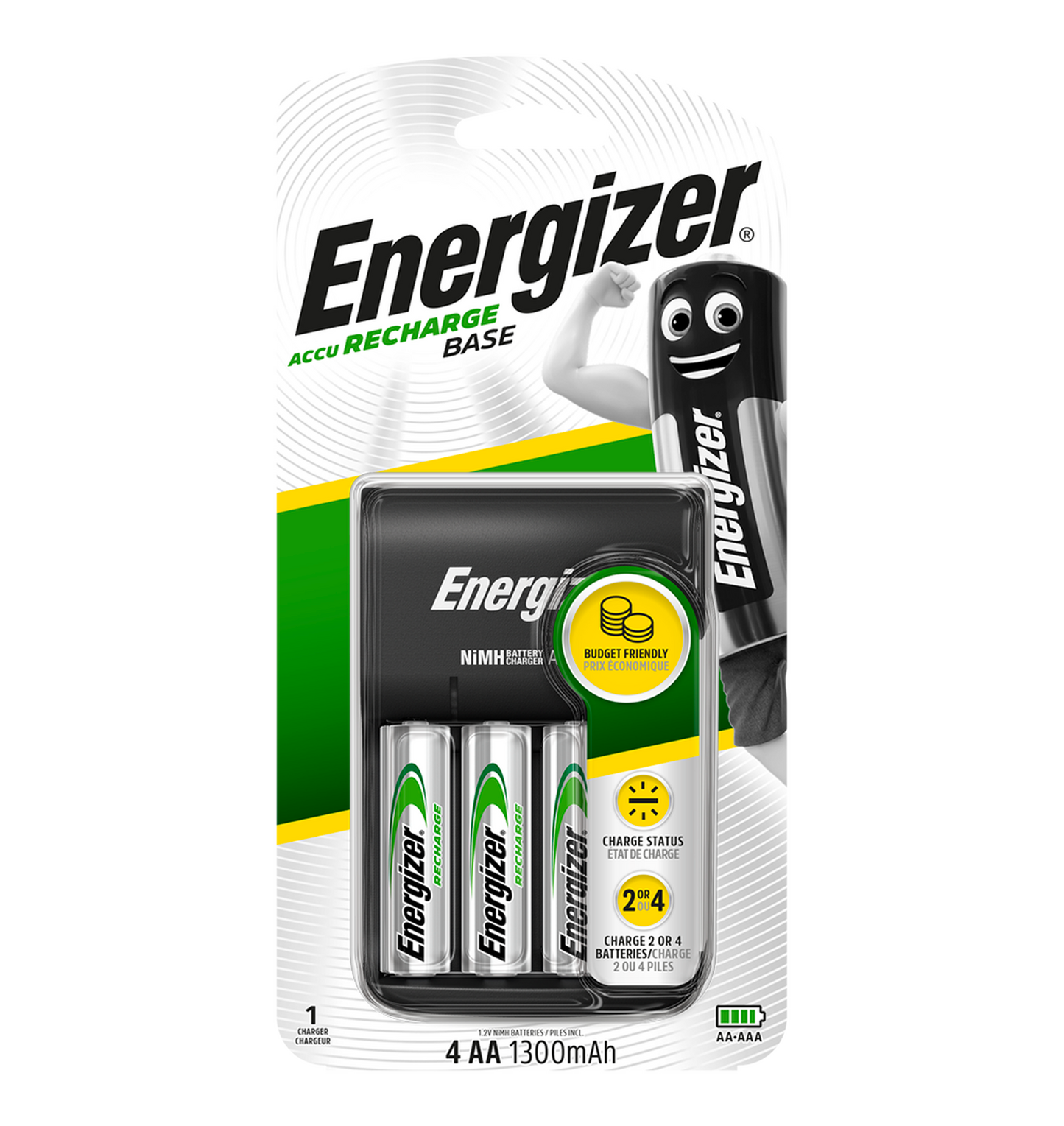 Energizer USB-Ladegerät mit 4 x AA 1300 mAh Batterien