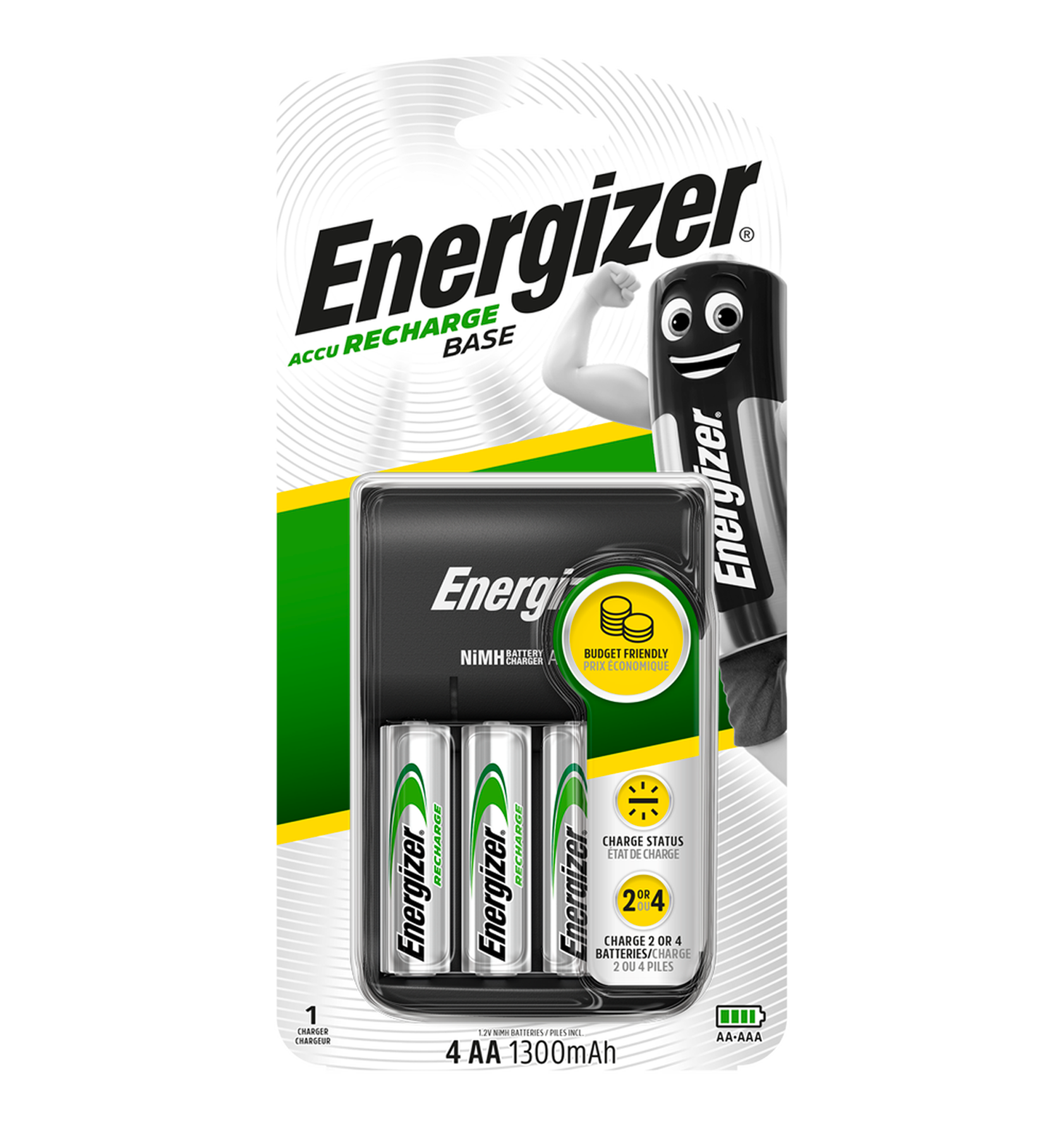 Energizer USB-Ladegerät mit 4 x AA 1300 mAh Batterien
