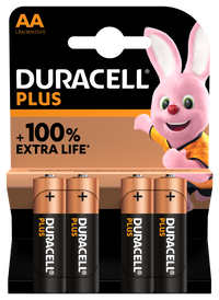 Duracell +100% Plus Power AA, Pack of 4