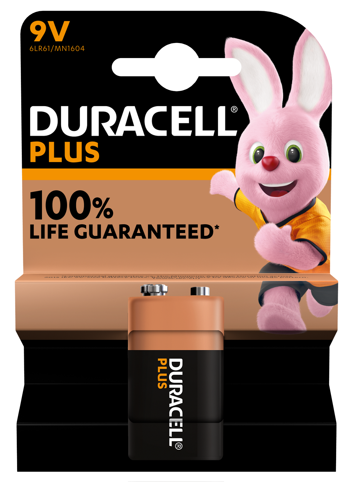 Duracell +100% Plus Power 9V, Pack of 1