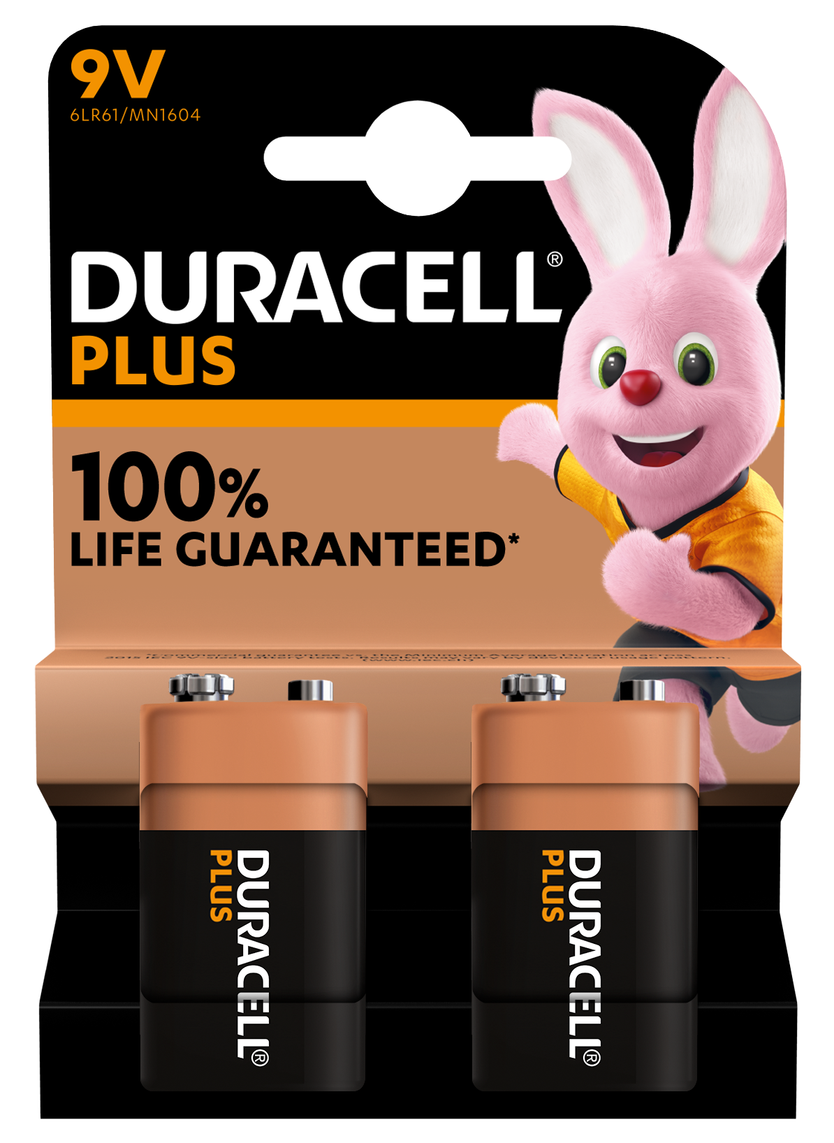 Duracell +100% Plus Power 9V, Pack of 2