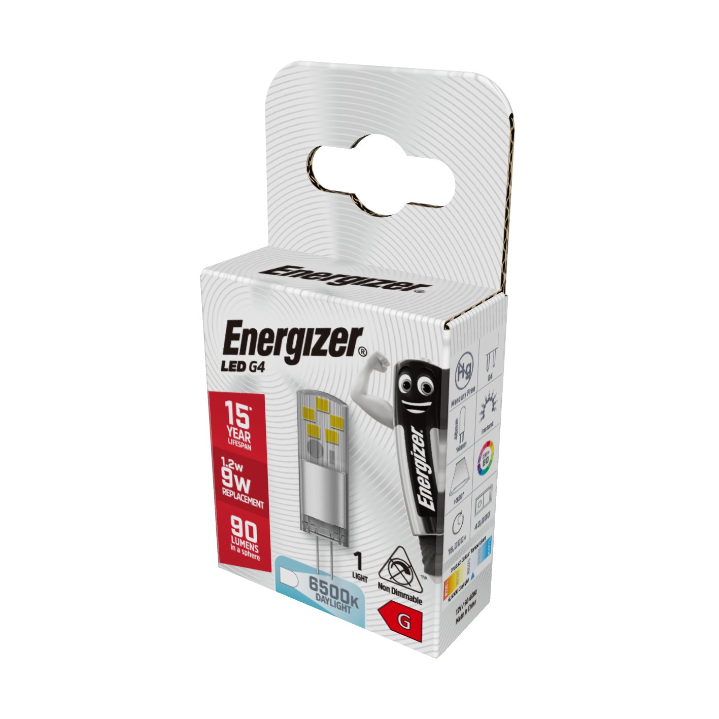 Energizer® LED G4-Kapsel – 1,2 W, 90 Lumen, 6.500 K, nicht dimmbar