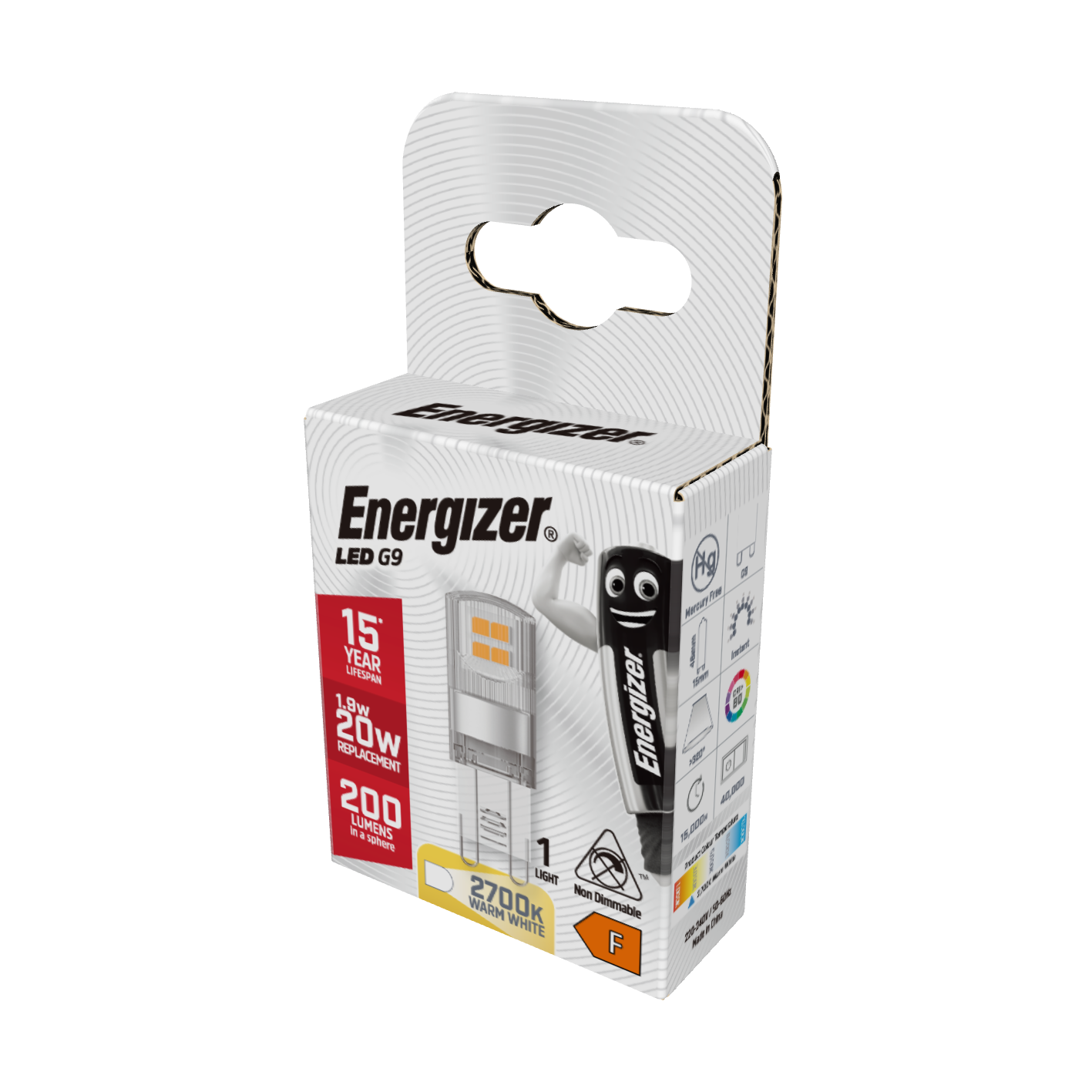 Energizer LED G9 200lm 1,9W 2.700K (Warmweiß), Packung mit 1 Stück
