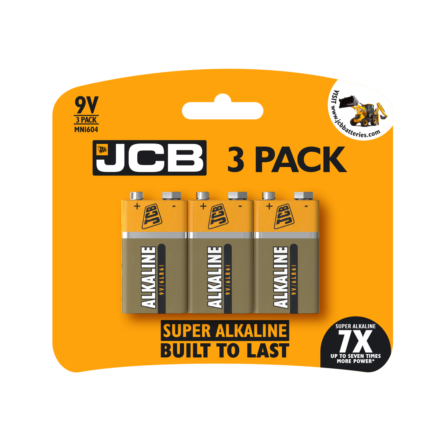 JCB 9V Super Alcalino, Paquete de 3