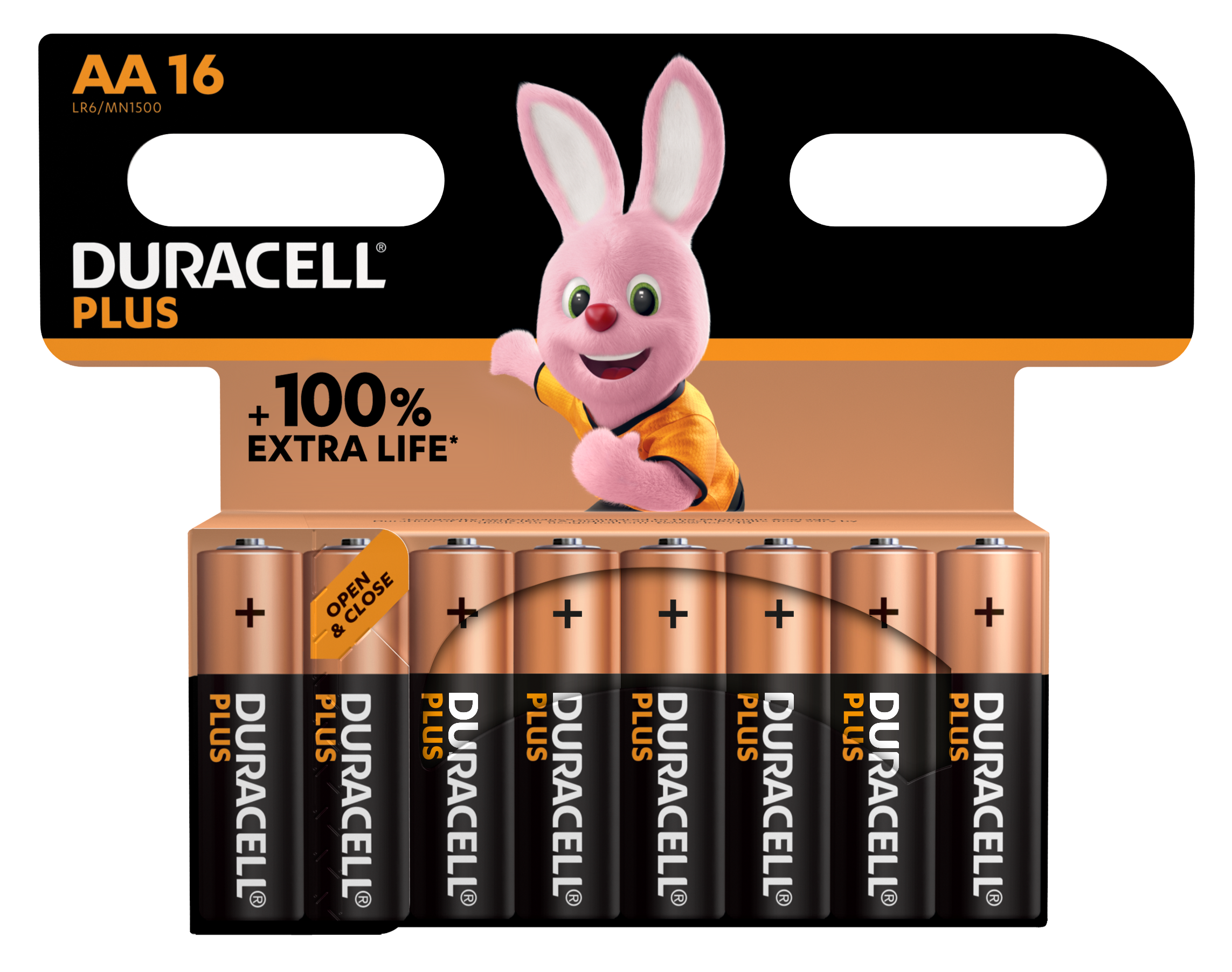 Duracell +100% Plus Power AA, paquete de 16