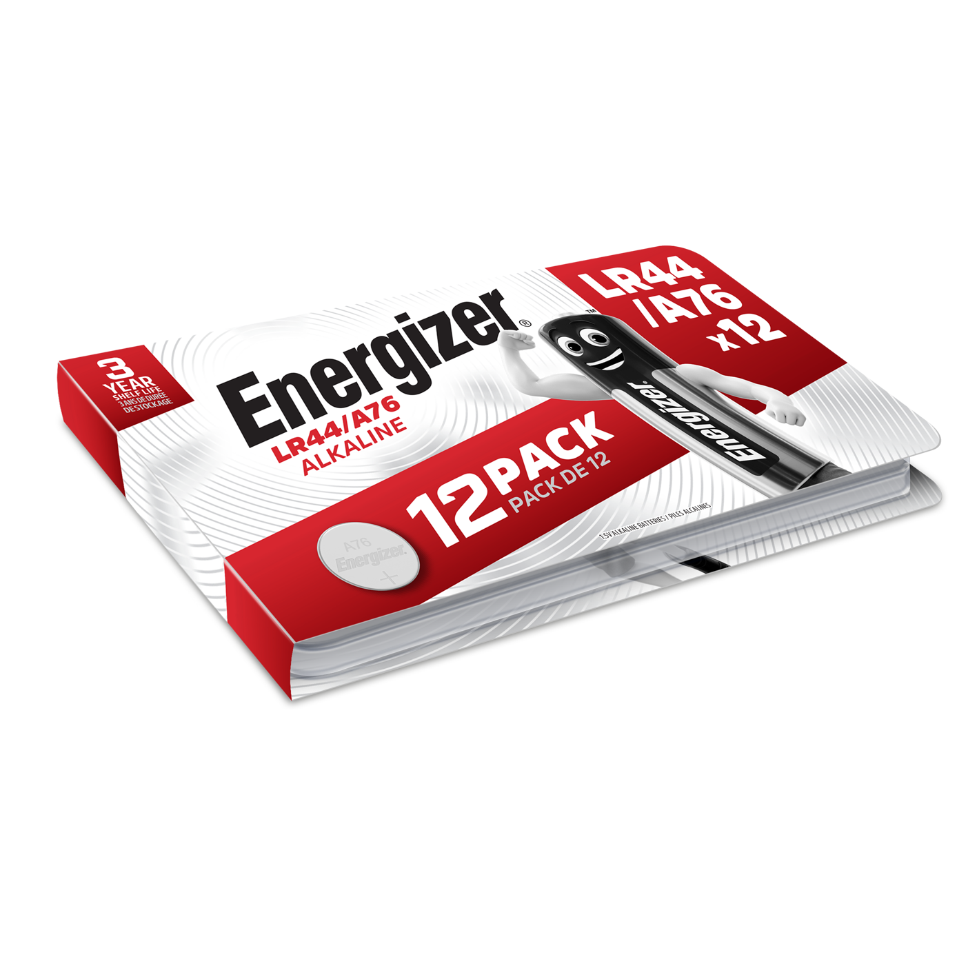 Energizer LR44/A76 Alkaline Batteries, Pack of 12