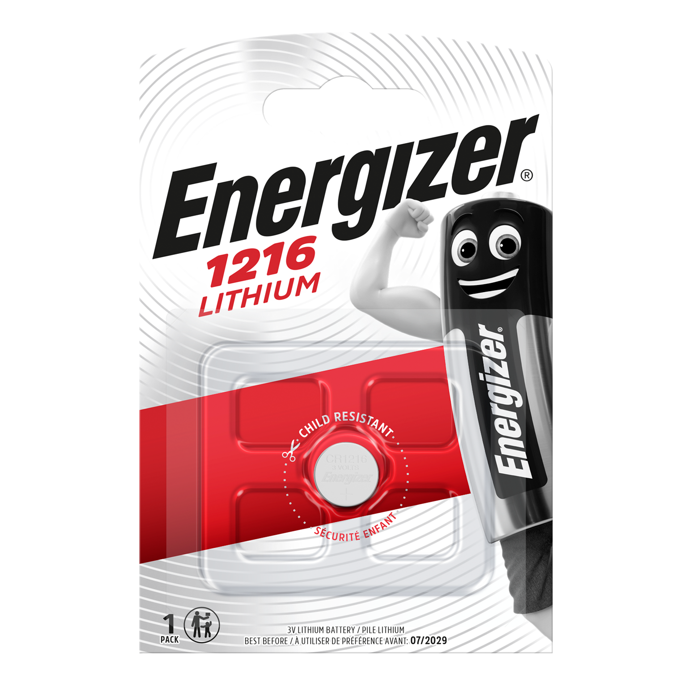 Energizer CR1216 pila de botón de litio, paquete de 1