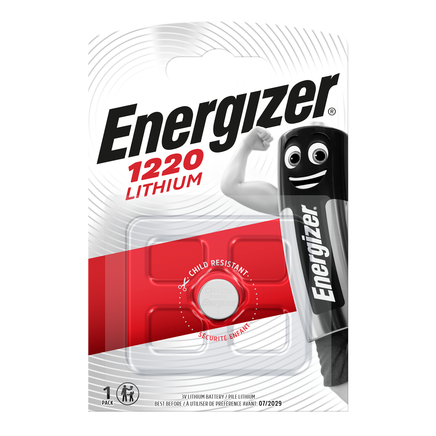 Energizer CR1220 pila de botón de litio, paquete de 1