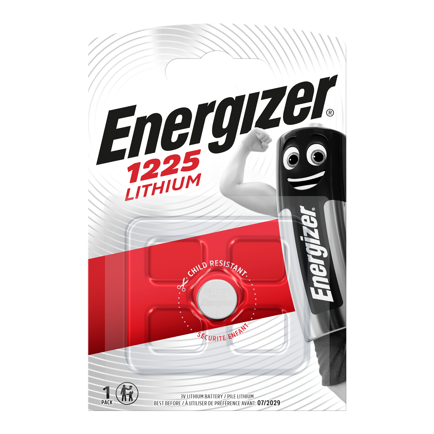Energizer CR1225 Lithium Coin Cell, Pack of 1