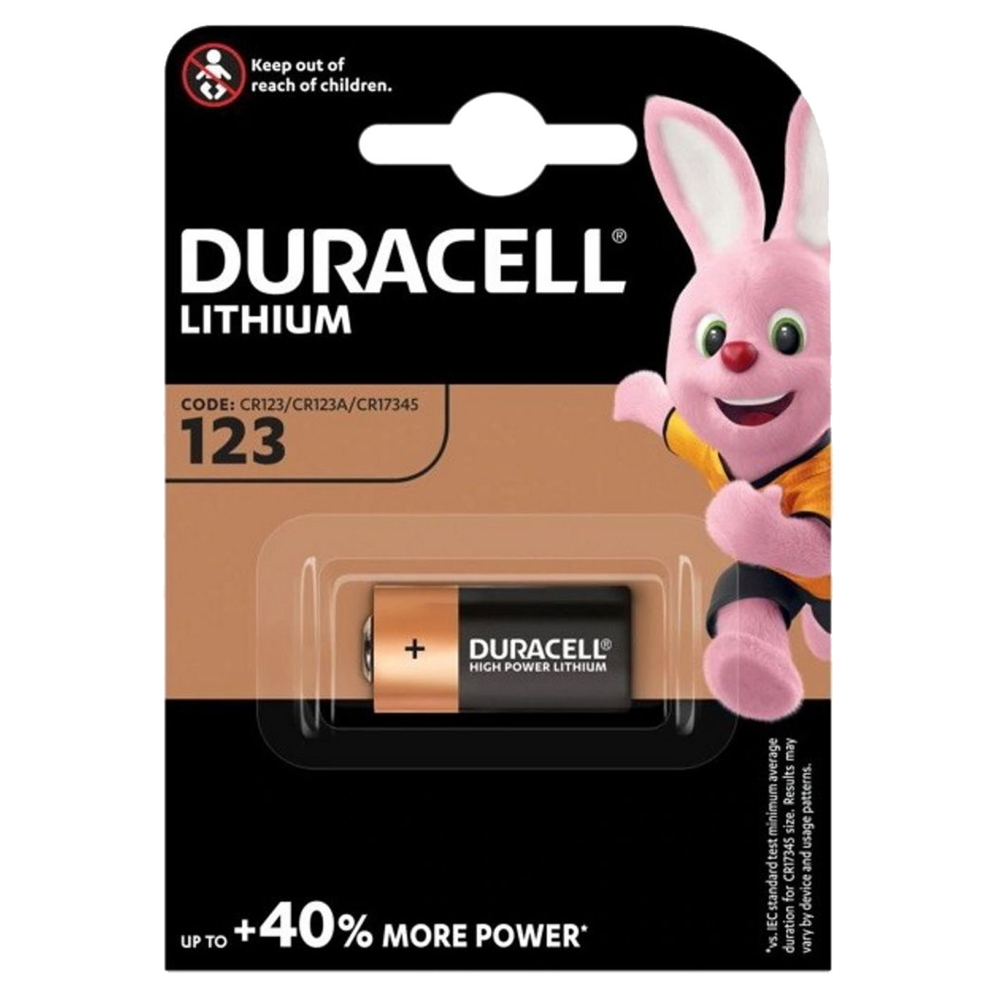 Duracell Ultra CR123 (DL123) Litio de 3 V, paquete de 1