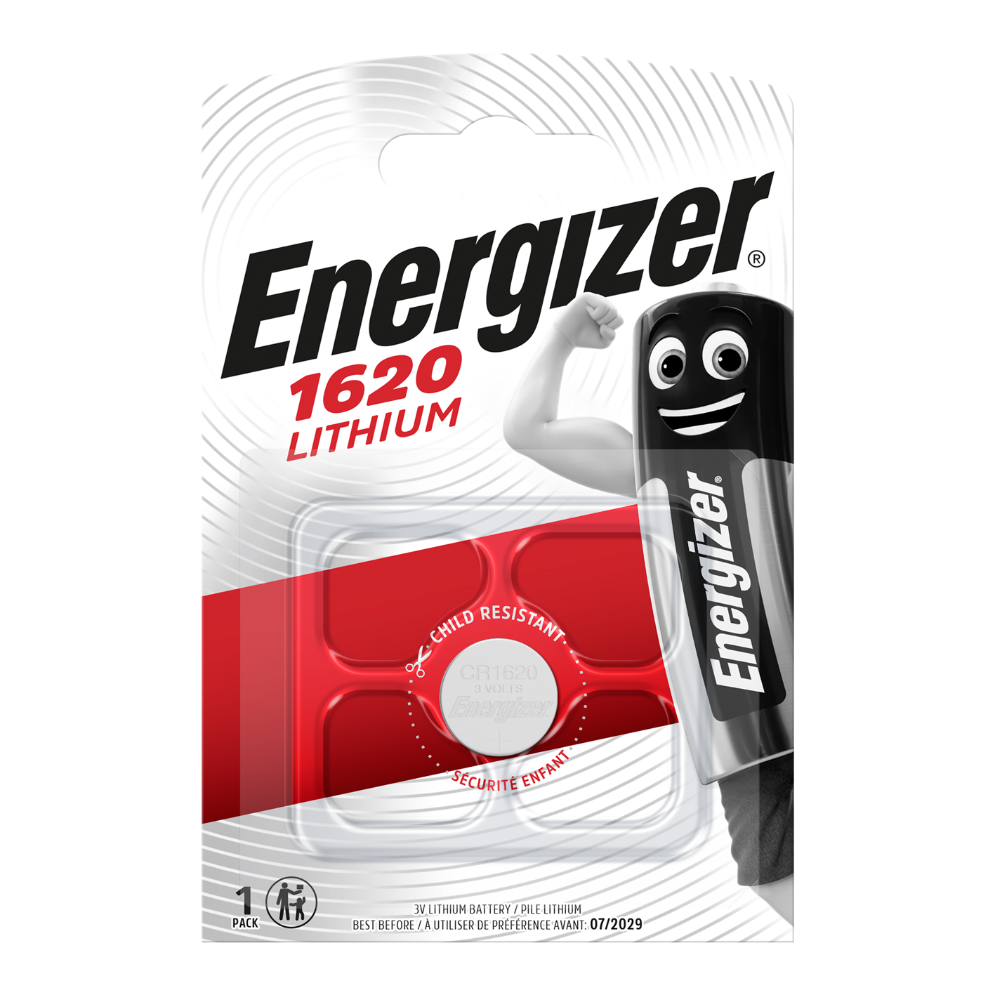 Energizer CR1620 Lithium Coin Cell, Pack of 1