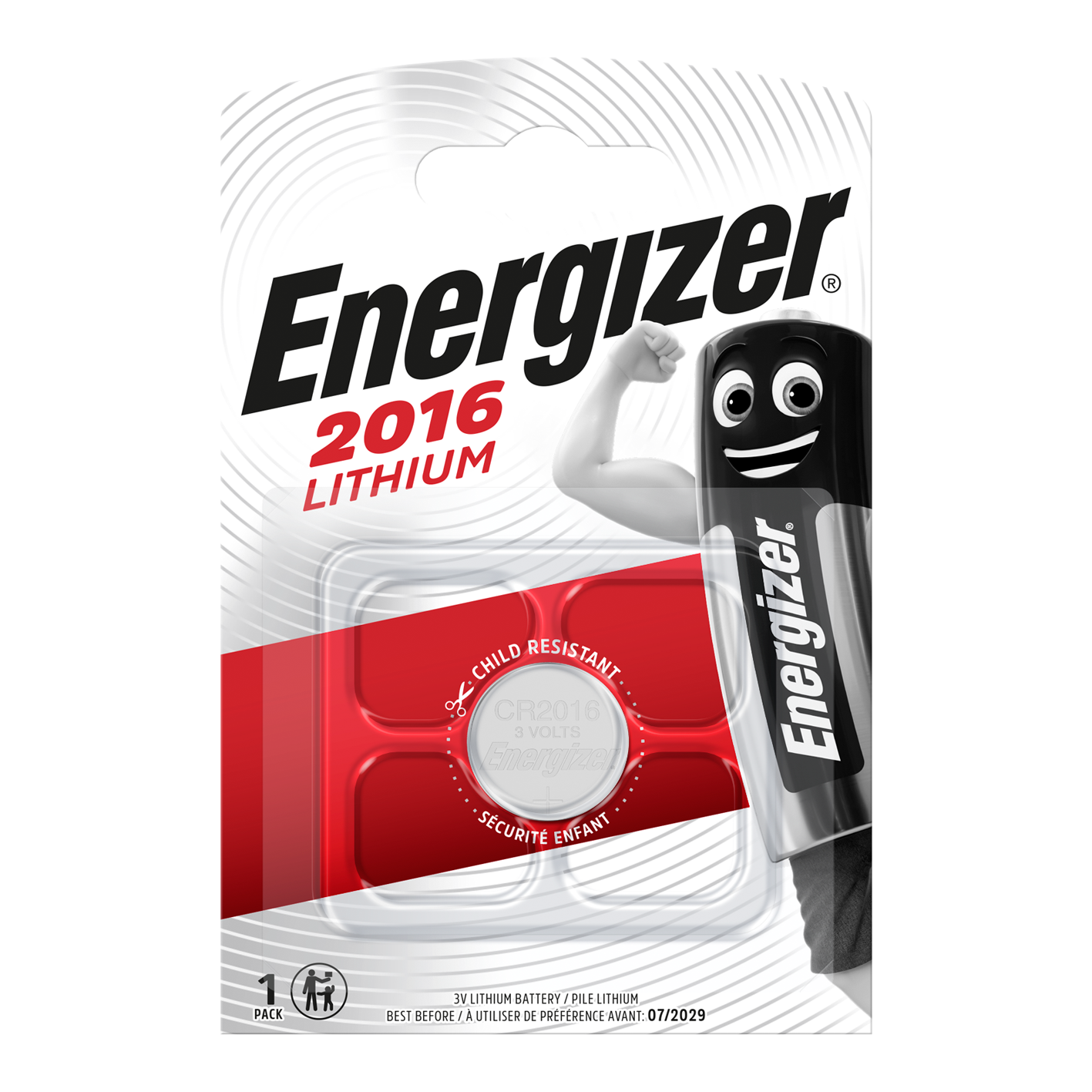 Energizer CR2016 Lithium Coin Cell, Pack of 1