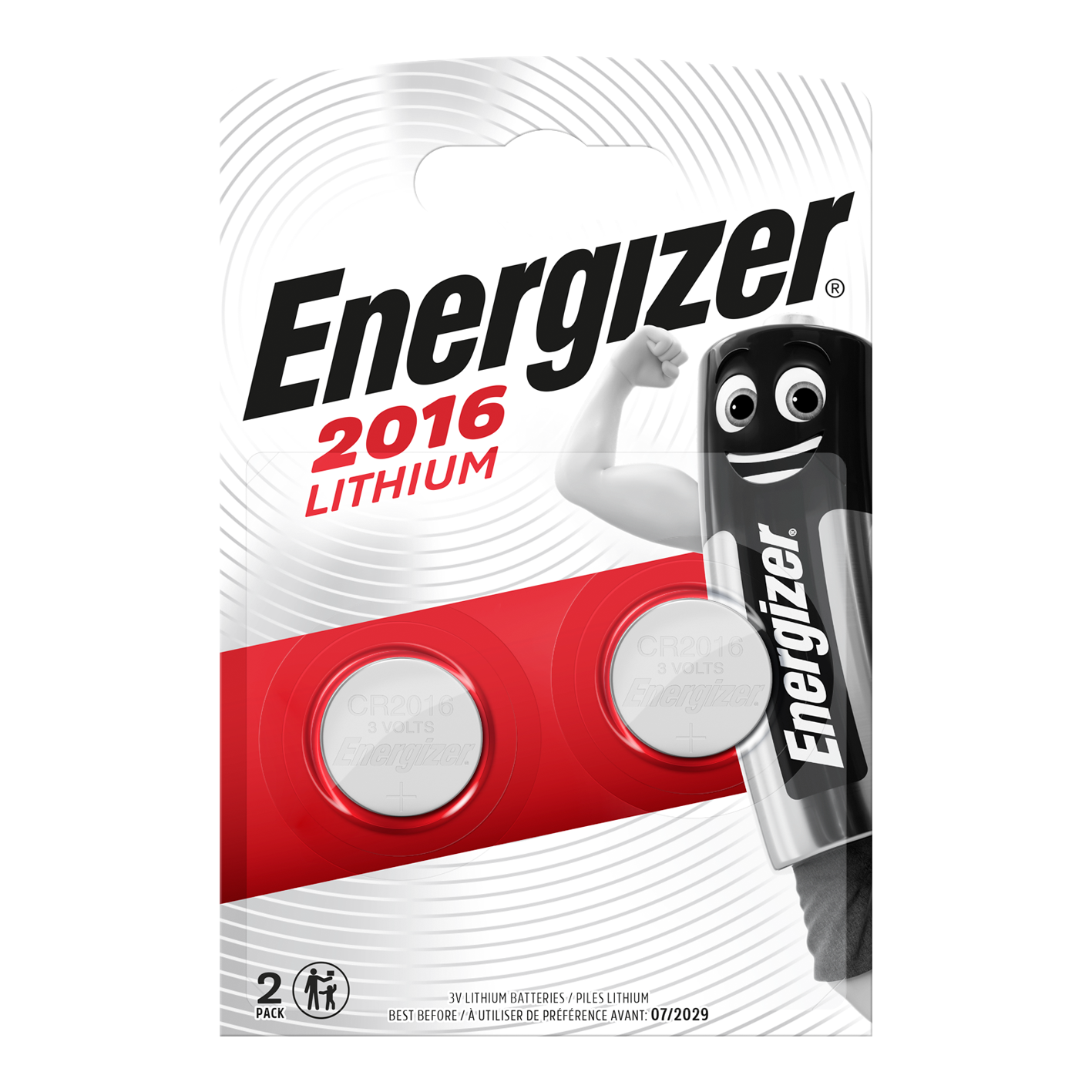 Energizer CR2016 Lithium Coin Cell, Pack of 2