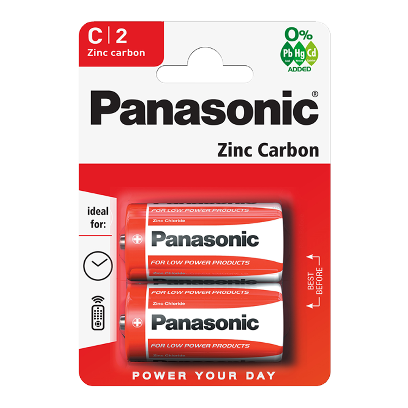 Panasonic tamaño C zinc, paquete de 2