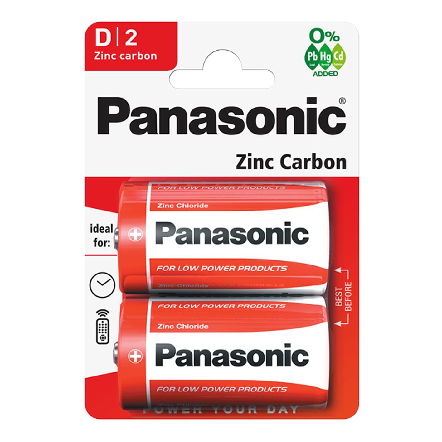 Panasonic D Size Zinc, Pack of 2
