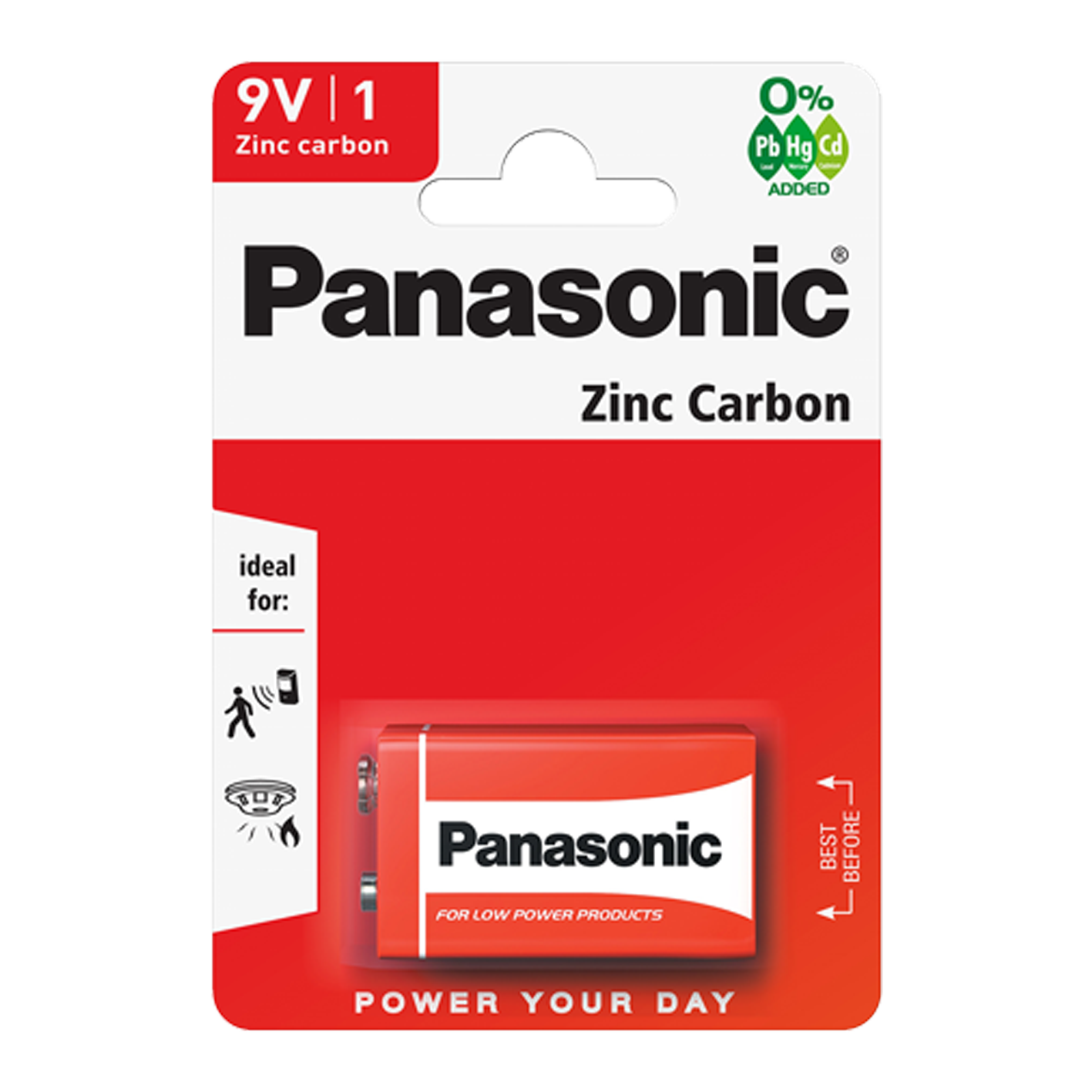 Panasonic 9V Zinc, paquete de 1