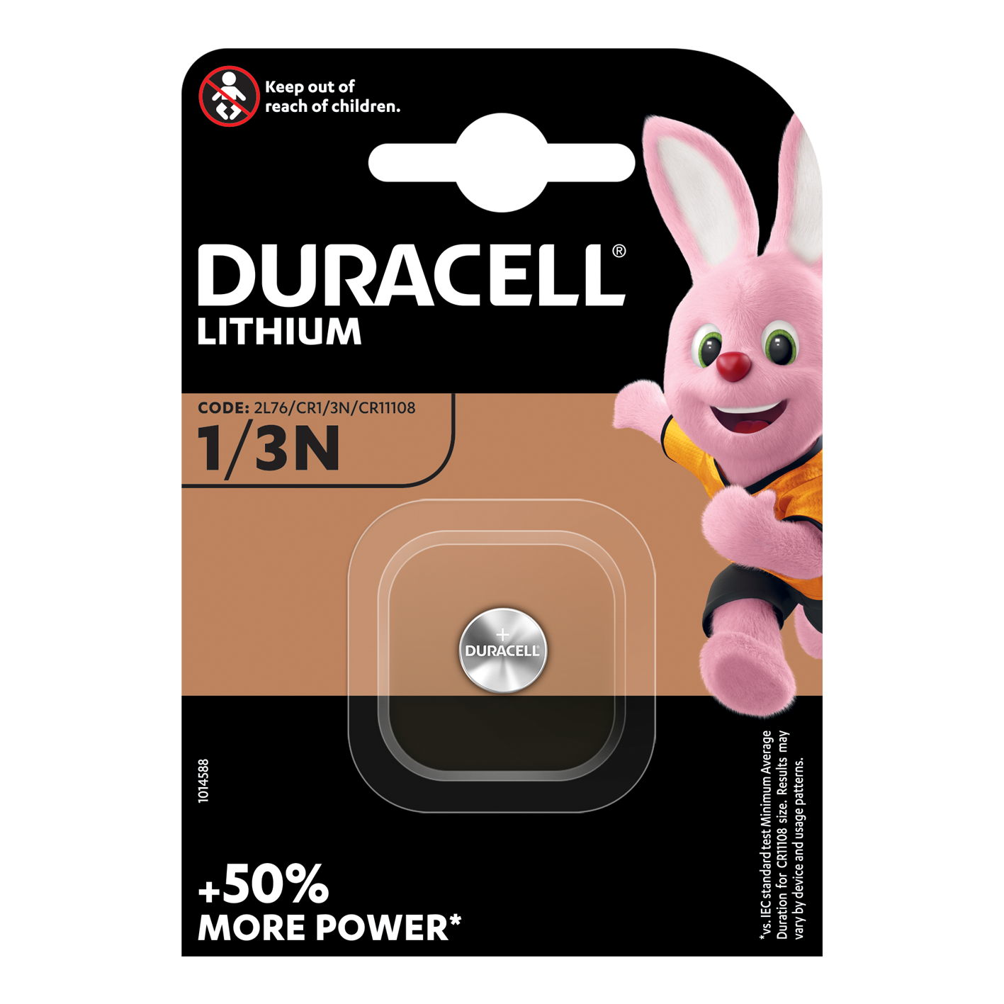 Duracell DL1/3N (CR1/3N) 3V Lithium, Pack of 1