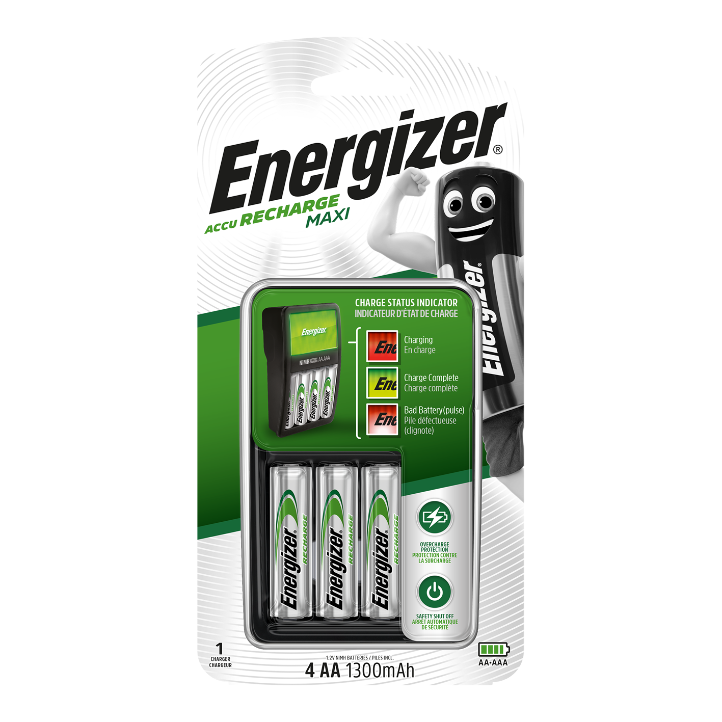 Energizer® Maxi-Ladegerät mit 4 x AA 1300 mAh-Batterien